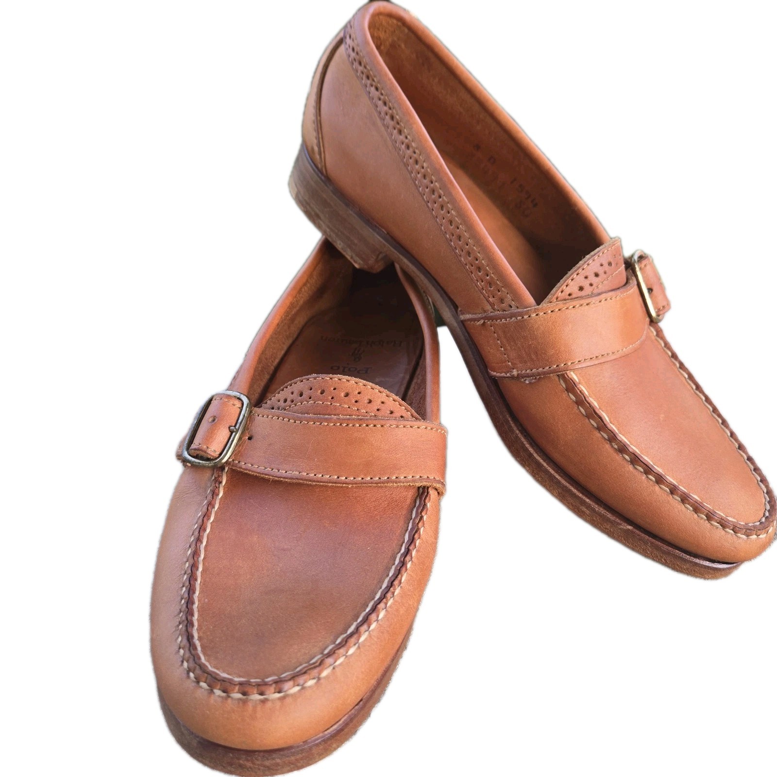 Polo Ralph Lauren Loafer Boat Shoe Bench Women 8 D Camel Leather USA Maine
