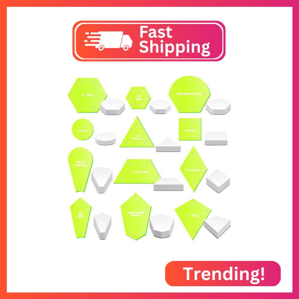 Cinnvoice 612 Pcs Patchwork Paper EPP English Piecing Supplies 12 Shapes Acrylic