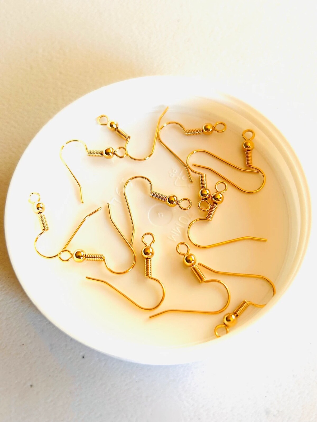 19mm Gold Plated Brass Fish Hook Ear Wires With 3mm Ball 21 Gauge 50 Pairs