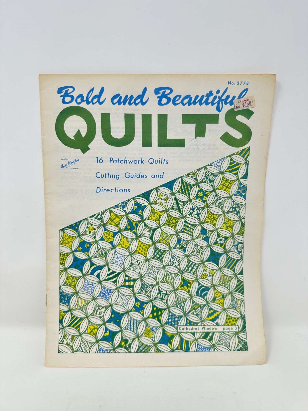 Aunt Marthas Bold & Beautiful Quilts Cutting Guide Directions Booklet No 3778
