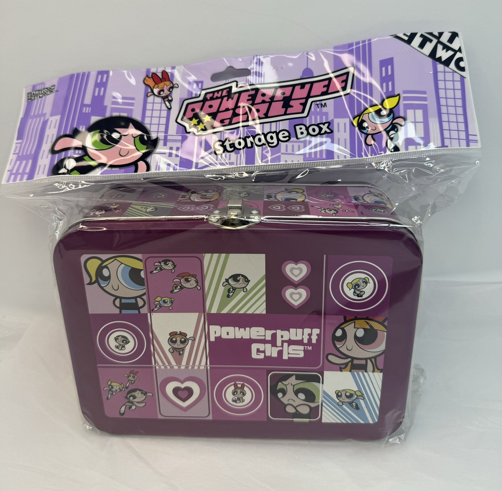 Vintage Powerpuff Girls Miniature Metal Storage Box Tin Pail Mini 2000