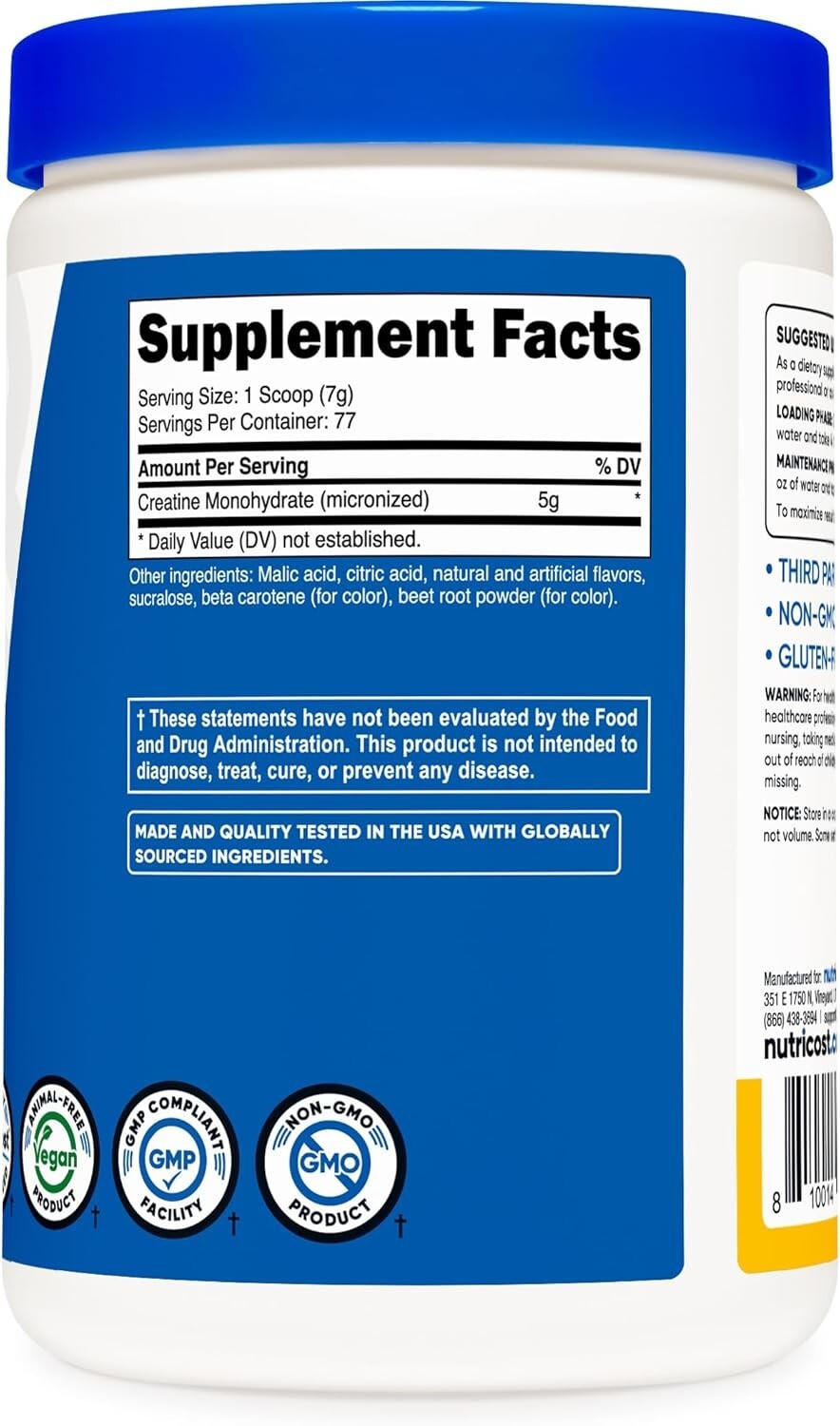 Nutricost Creatine Monohydrate Powder (500G) (Pineapple Mango)