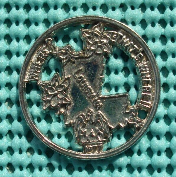 1977 Krewe of DIANA cut out Mardi Gras doubloon - Where? Louisiana, That's Where