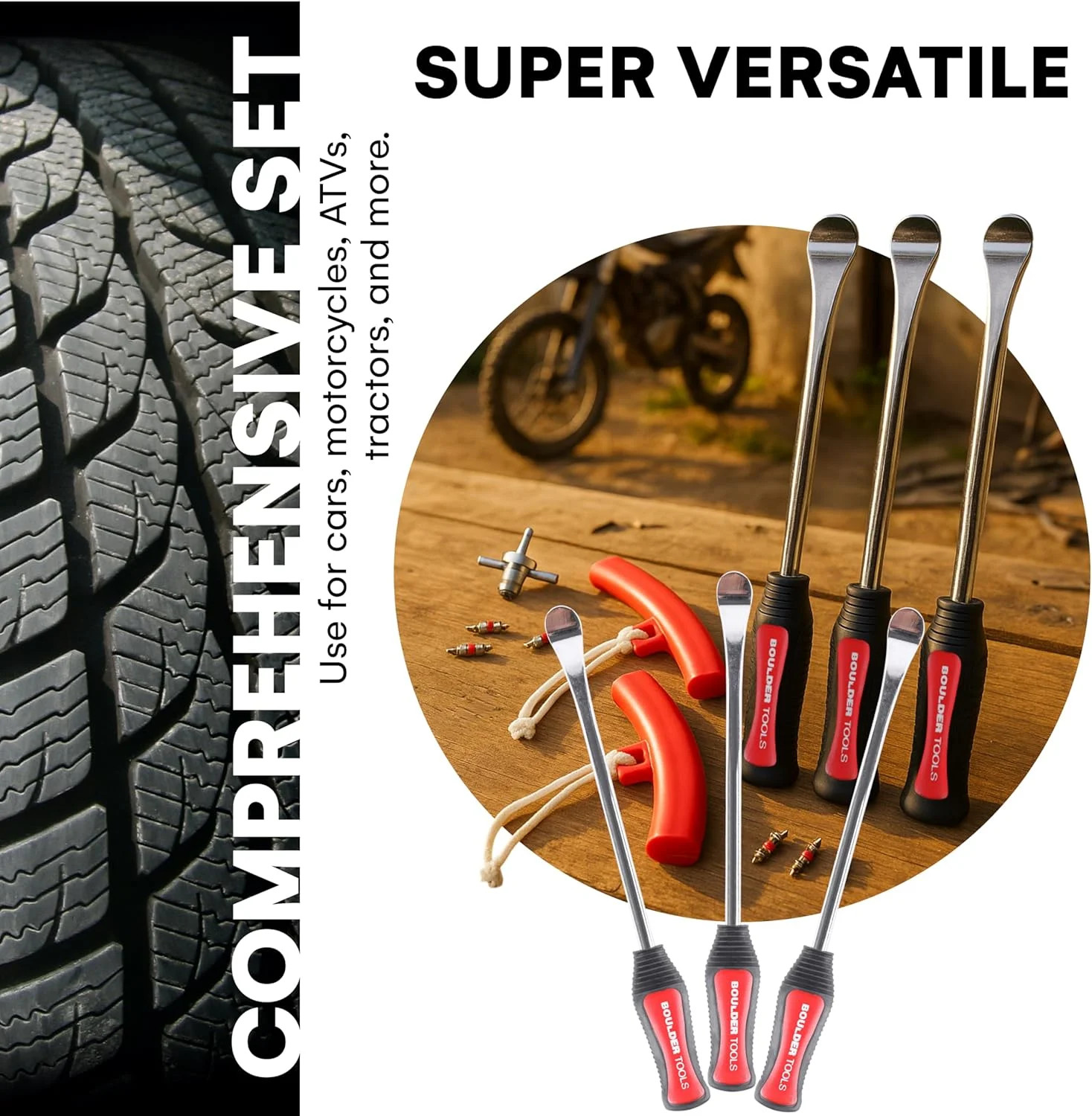 Boulder Tools Tire Spoons - Tire Changing Tool - Motorcycle Tire Spoons - Durabl