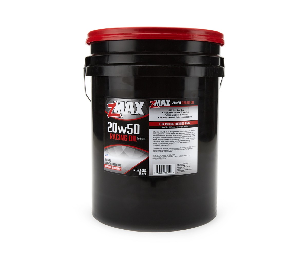 ZMAX Motor Oil - Racing - High Zinc - 20W50 - Synthetic - 5 gal Bucket - Each