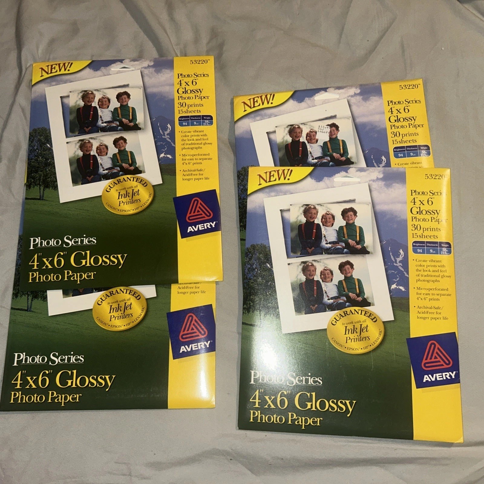 4x Avery 53220 Photo Series 4x6 Glossy Photo Paper 15 Sheets 30 Prints Sealed