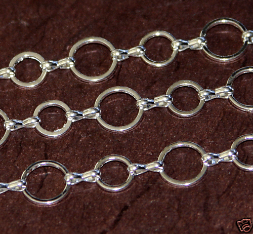 5 ft of Silver plated copper circle link chain  6-10mm