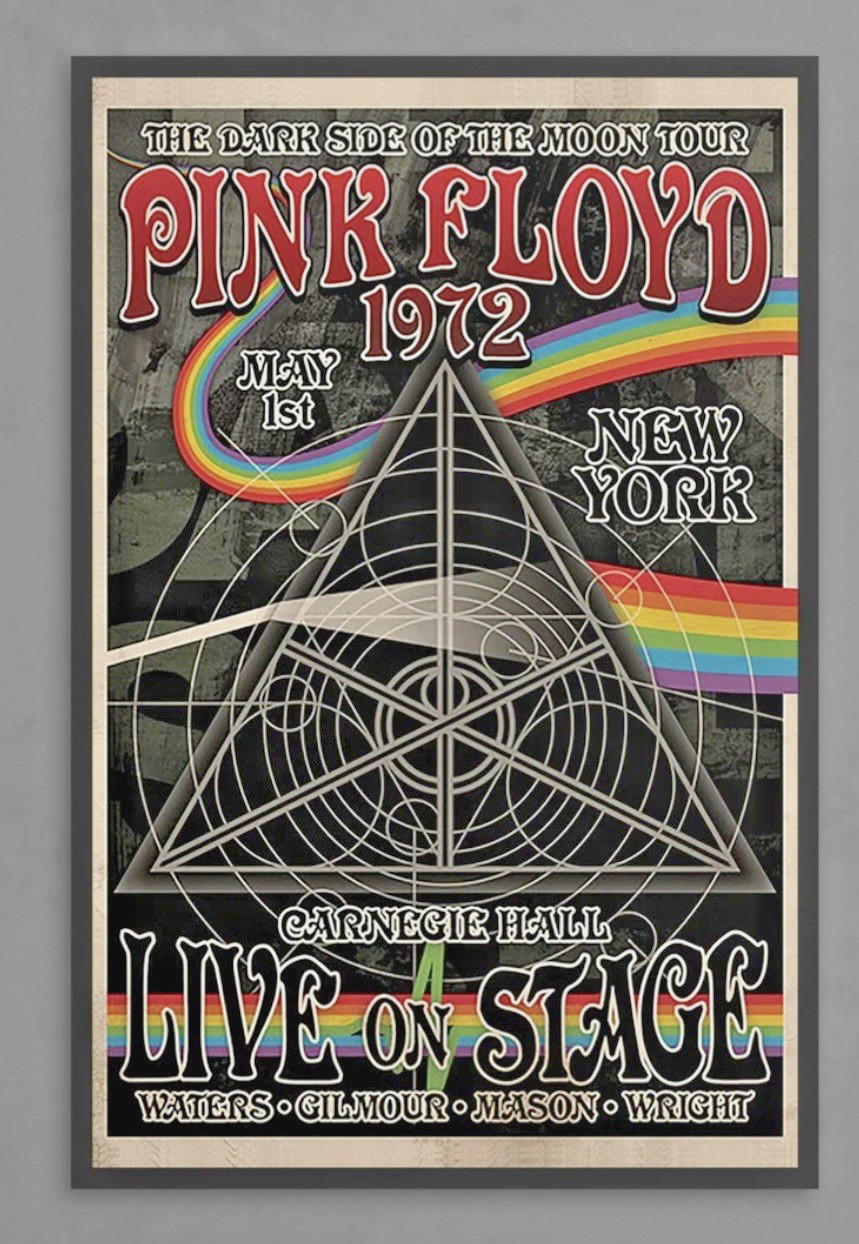 Pink Floyd Carnegie Hall 1972 Concert Poster Print Dark Side of the Moon Tour