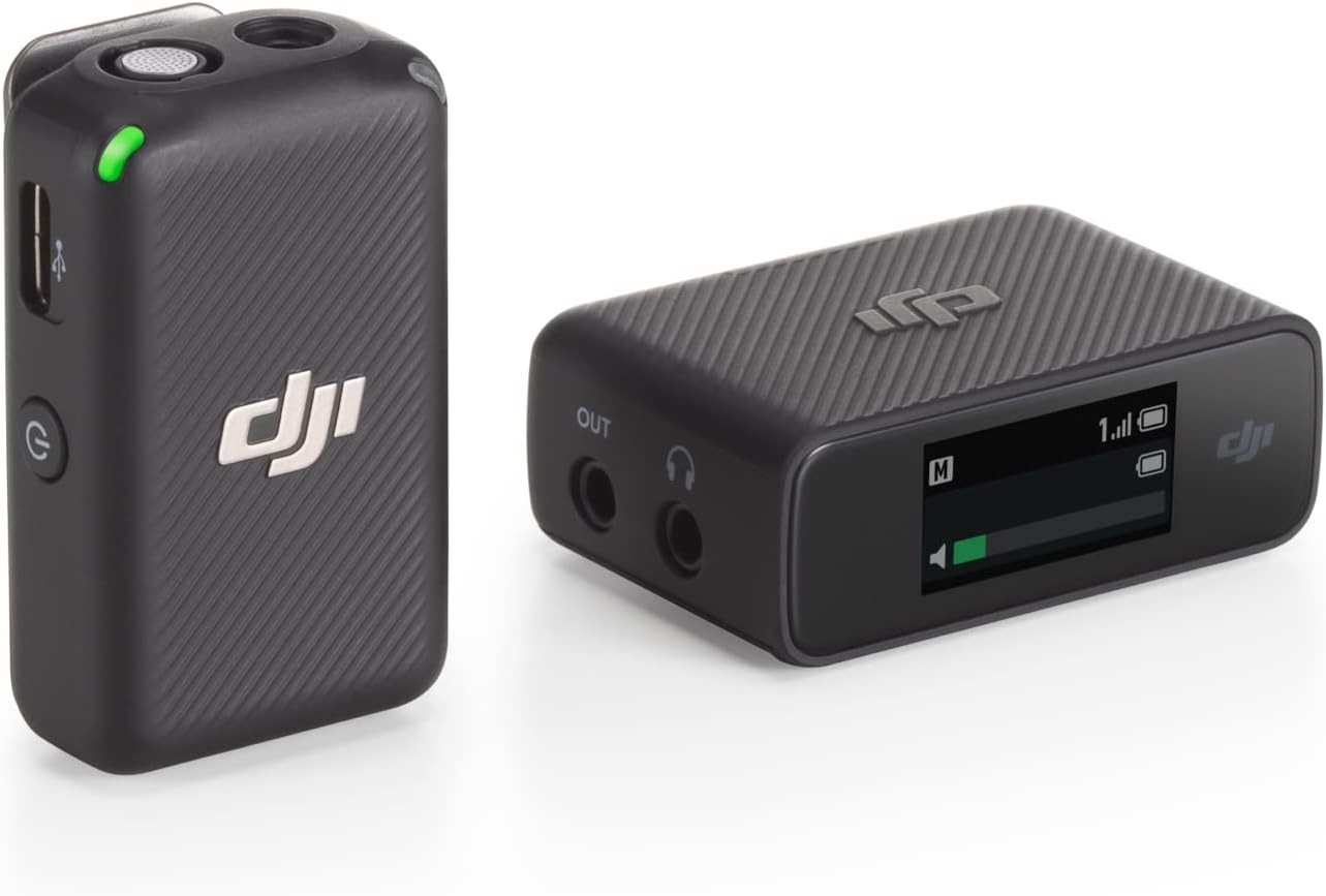 DJI Mic Wireless Lavalier Microphone System Bluetooth Wi-Fi (1 TX + 1 RX) Black