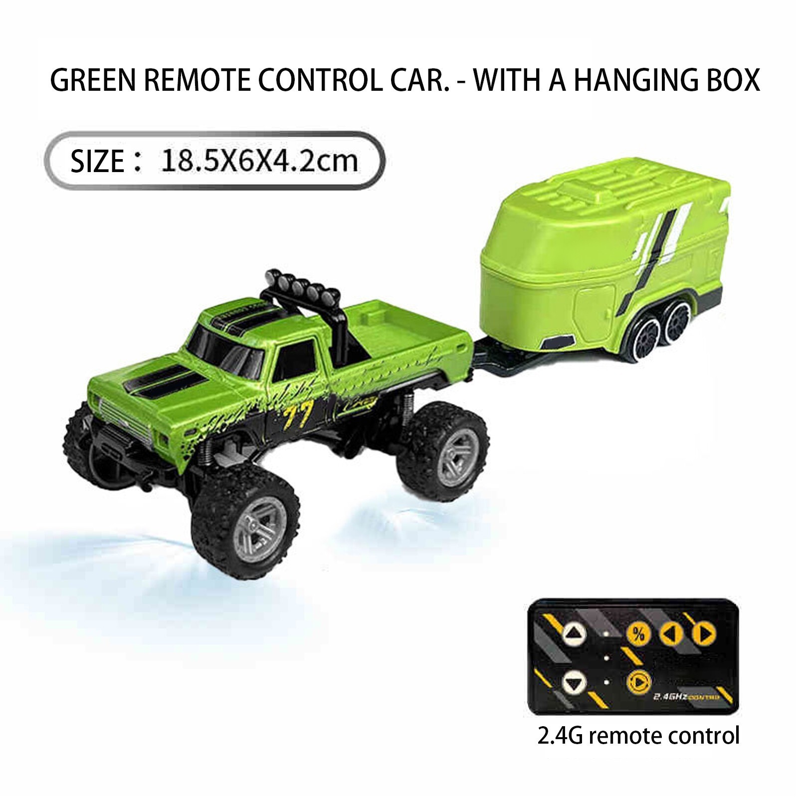 Mini RC Monster Truck USBC Rechargeable Underflow with Trailer,1:64 Scale Alloy
