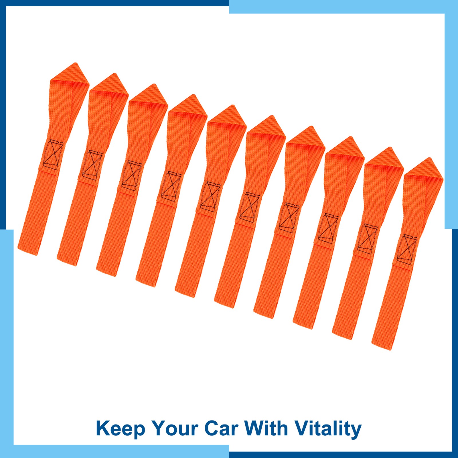 10 Pcs Orange 2.5 x 20.5cm Cargo Belt Loop Tie Down Strap for Motorbike new