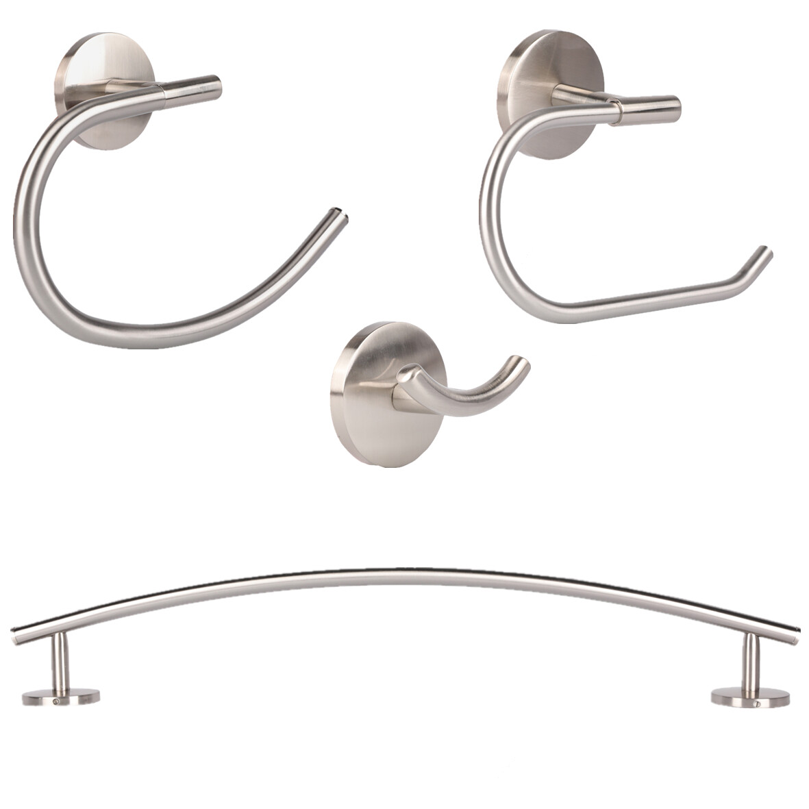 4Piece Towel Bar/Holder/Hanger/Hook Bath Hardware Accessories Set Brushed Nickel