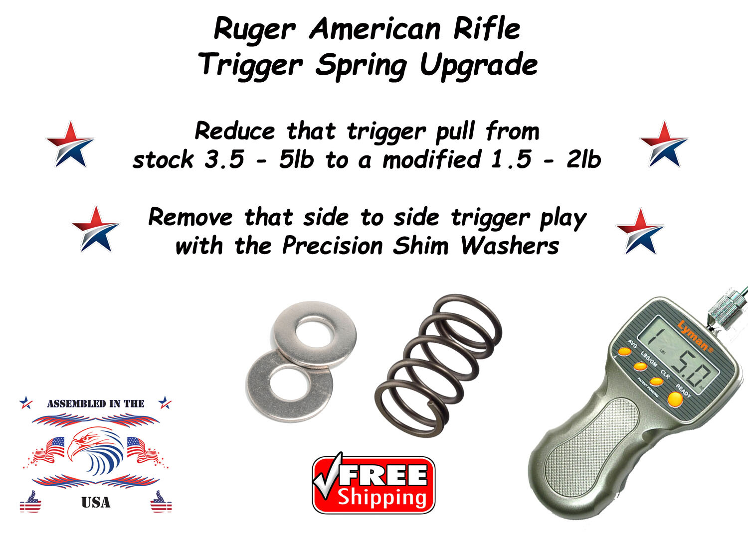 For Ruger American Rifle *PREDATOR* Reduced Pull Spring & Shims  1.5 lb