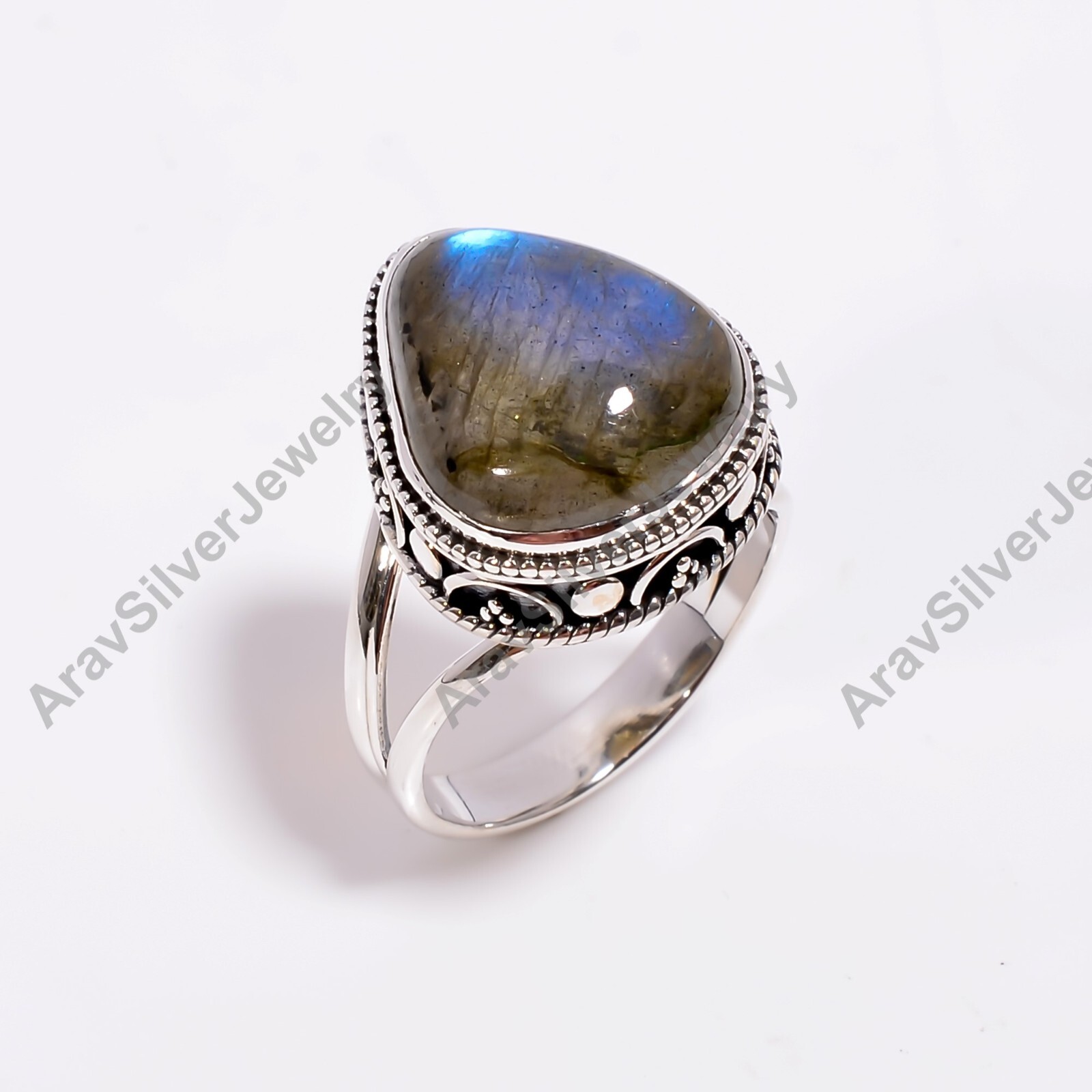 Labradorite Ring 925 Sterling Silver Boho Rings Gift for Wife Girlfriend Mom