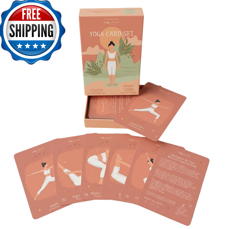 Nolava Designs Nolava Yoga Cards Gift Set For Women 40 Large 4X6 Yoga Cards
