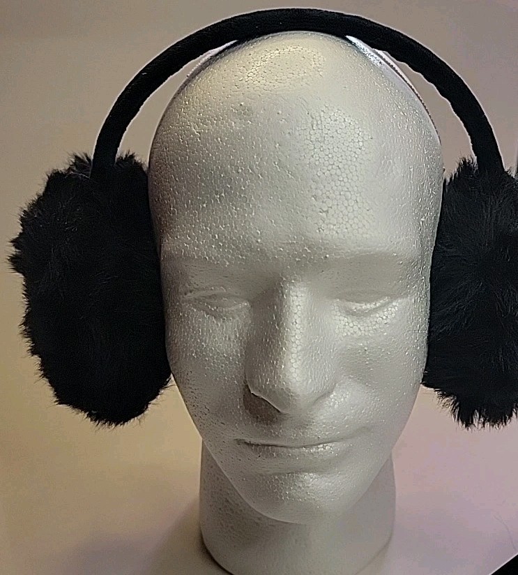 Set Of 2 Faux Fur Black/White Earmuffs Unisex Cold Weather Adult Christmas gift