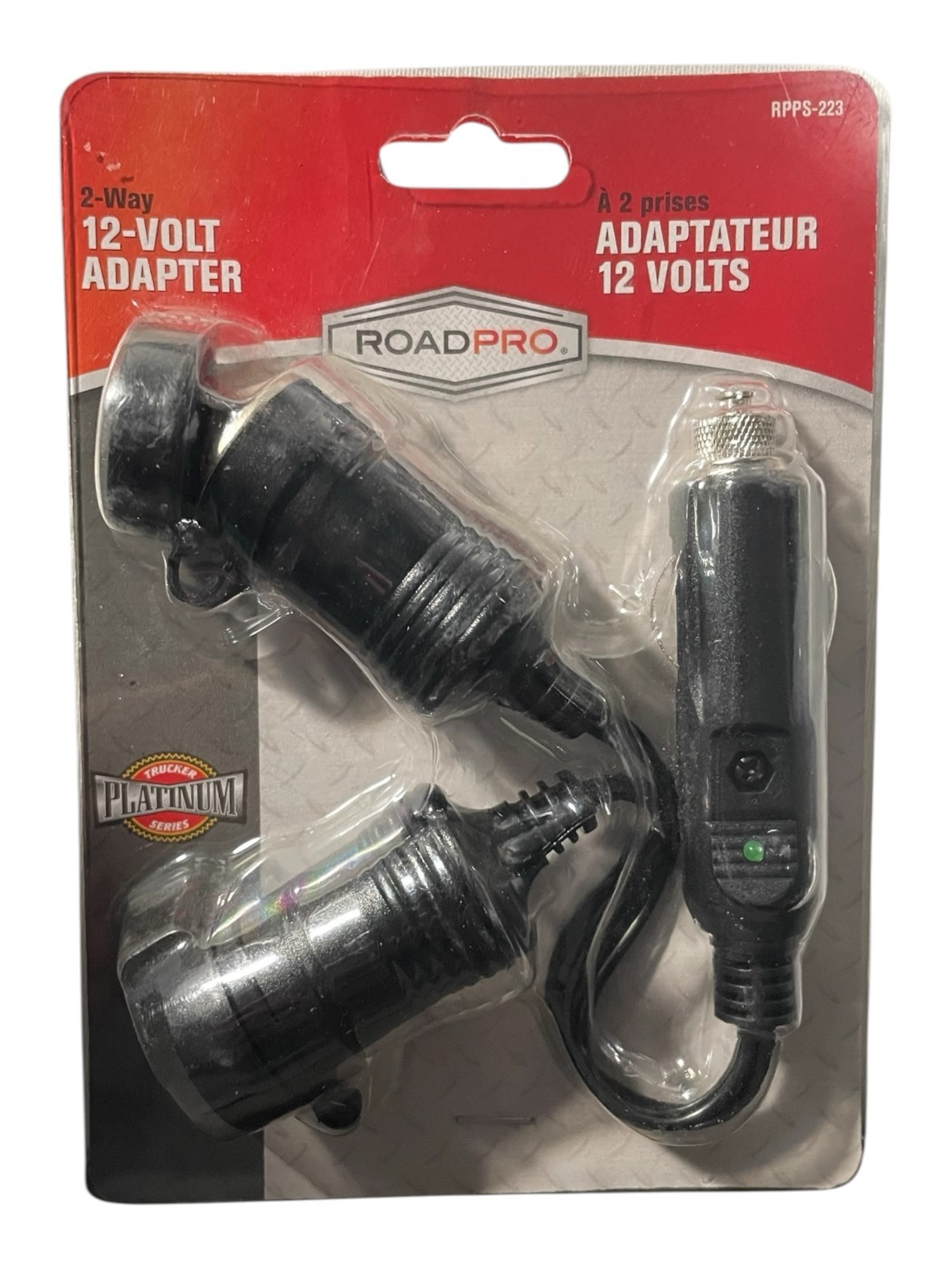 Roadpro 12-Volt 2 Outlet Cigarette Lighter Adapter With Short Cord - RPPS-223