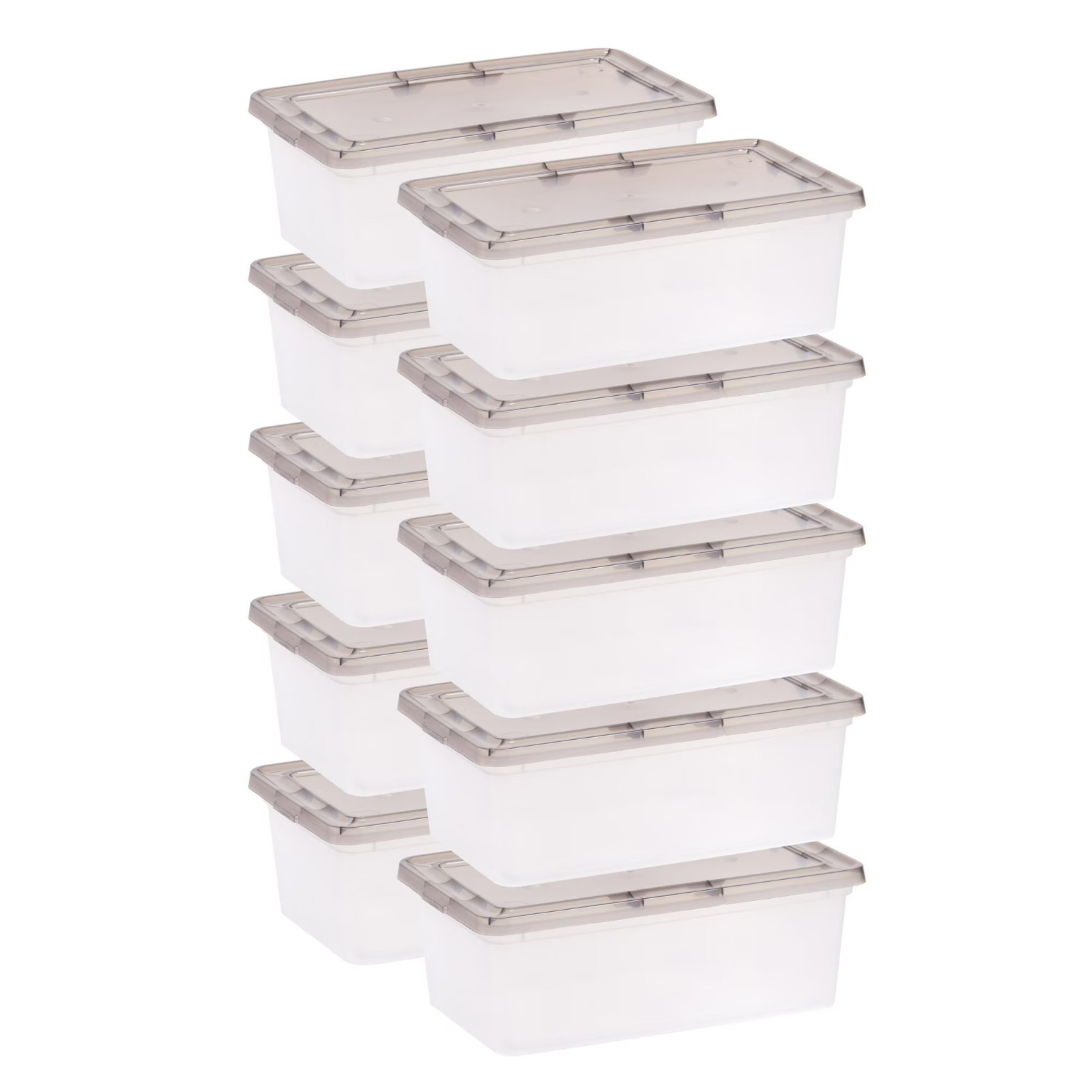 IRIS 6 Qt Plastic Storage Bins with Lids 10 Pack Stackable Tote Container Set