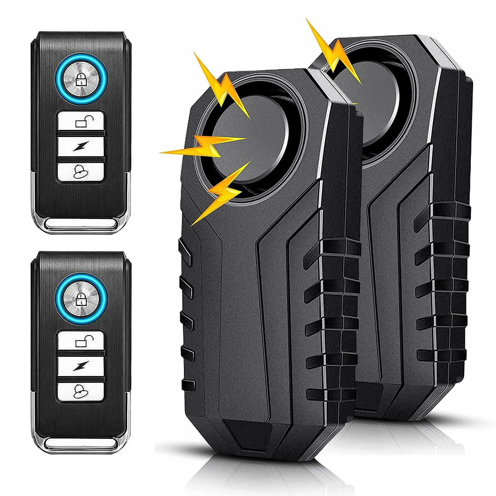 2Pack Wireless Motorcycle Bike Anti-Theft Alarm Vibration Waterproof with Remote