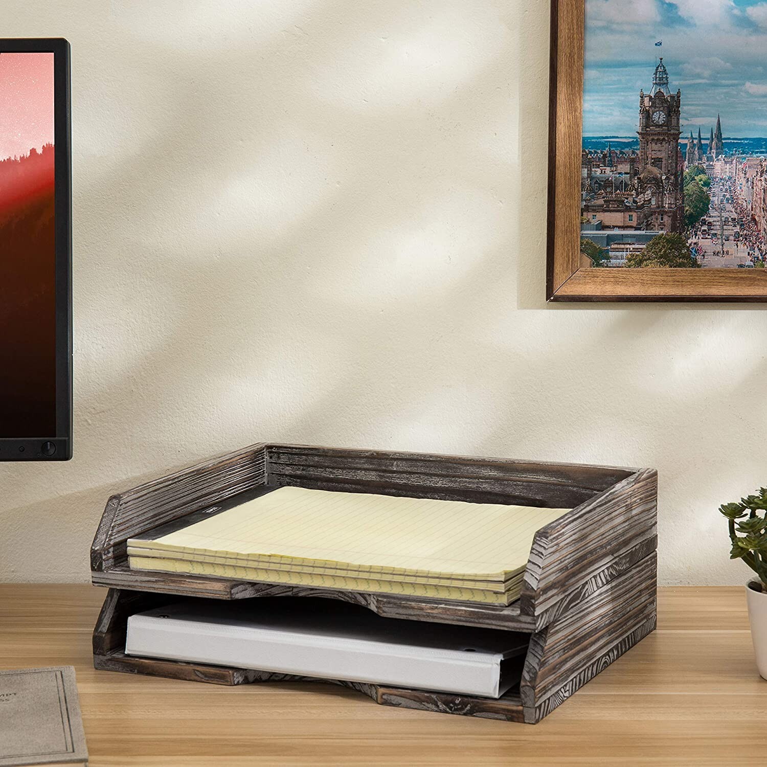 Stacking Desk Paper Tray, Office Tabletop File Holder, Mail Organizer Tray