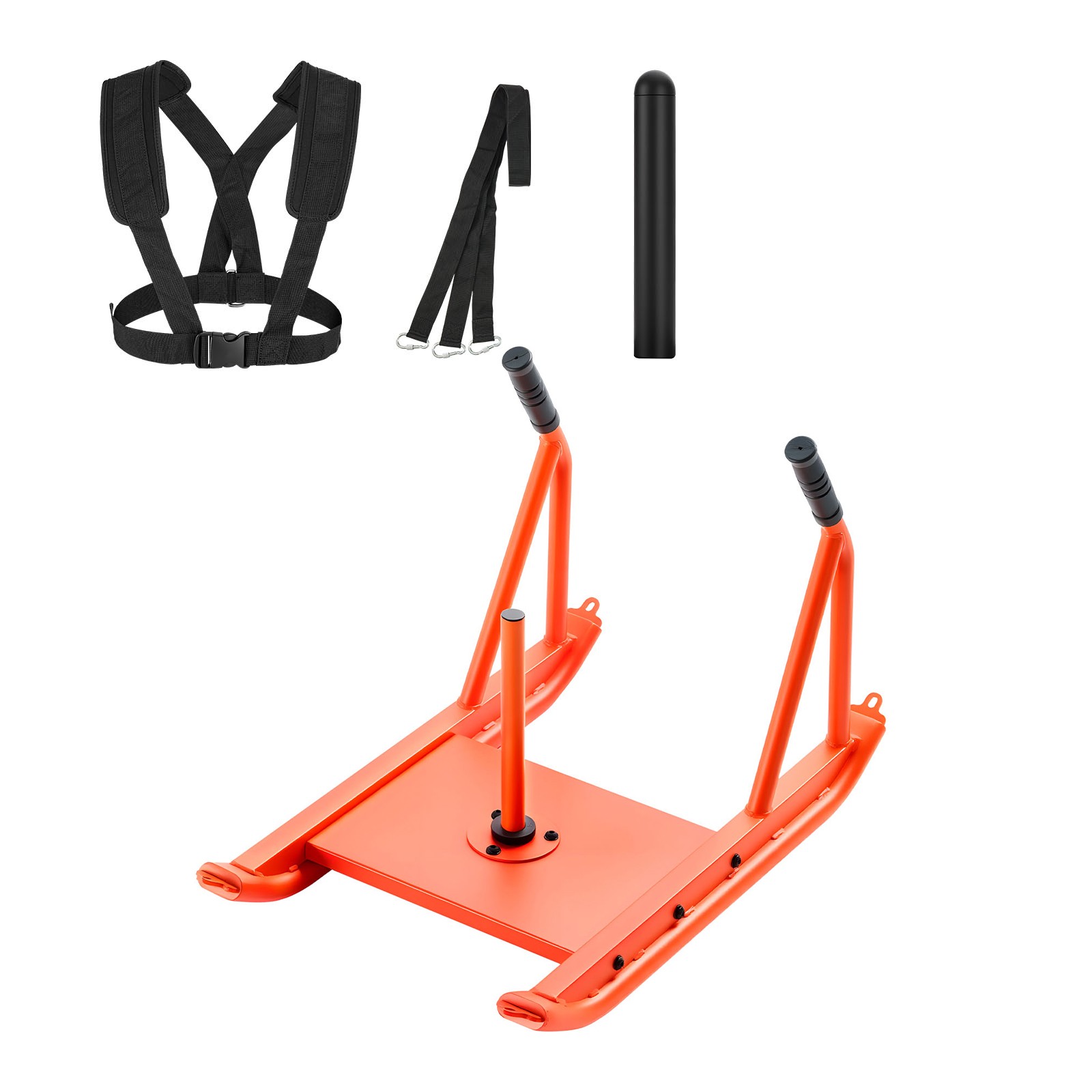 Steel Power Sled for Strength Training, Fits 1/2 in Weight Plates, Orange