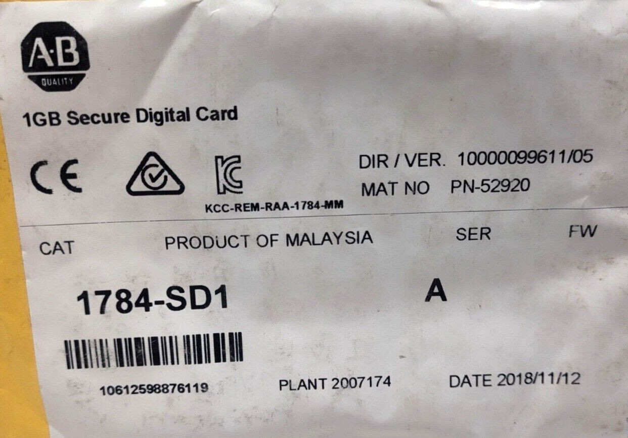 1784-SD1 AB 1GB Secure Digital Card 1784SD1