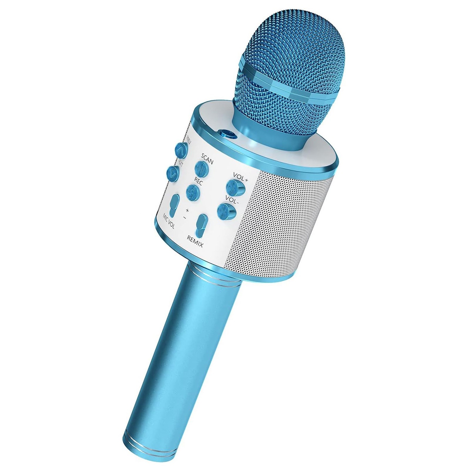 Kids Boy's Blue Wireless Karaoke Microphone Toy & Speaker Bluetooth w/ iphone