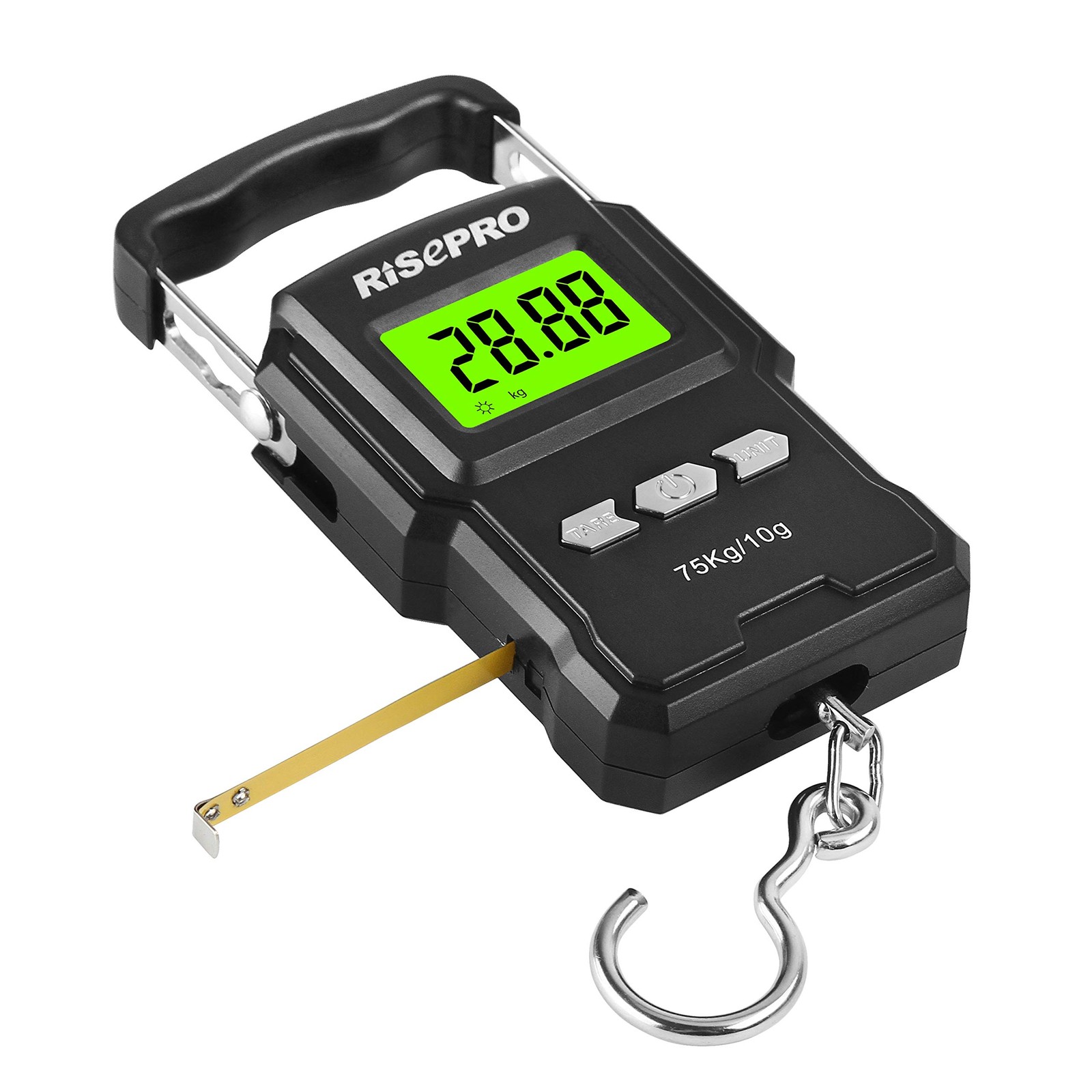 Digital Fish Scale 75Kg 165Lb 39 Inch Ruler Electronic Luggage Hanging Hook