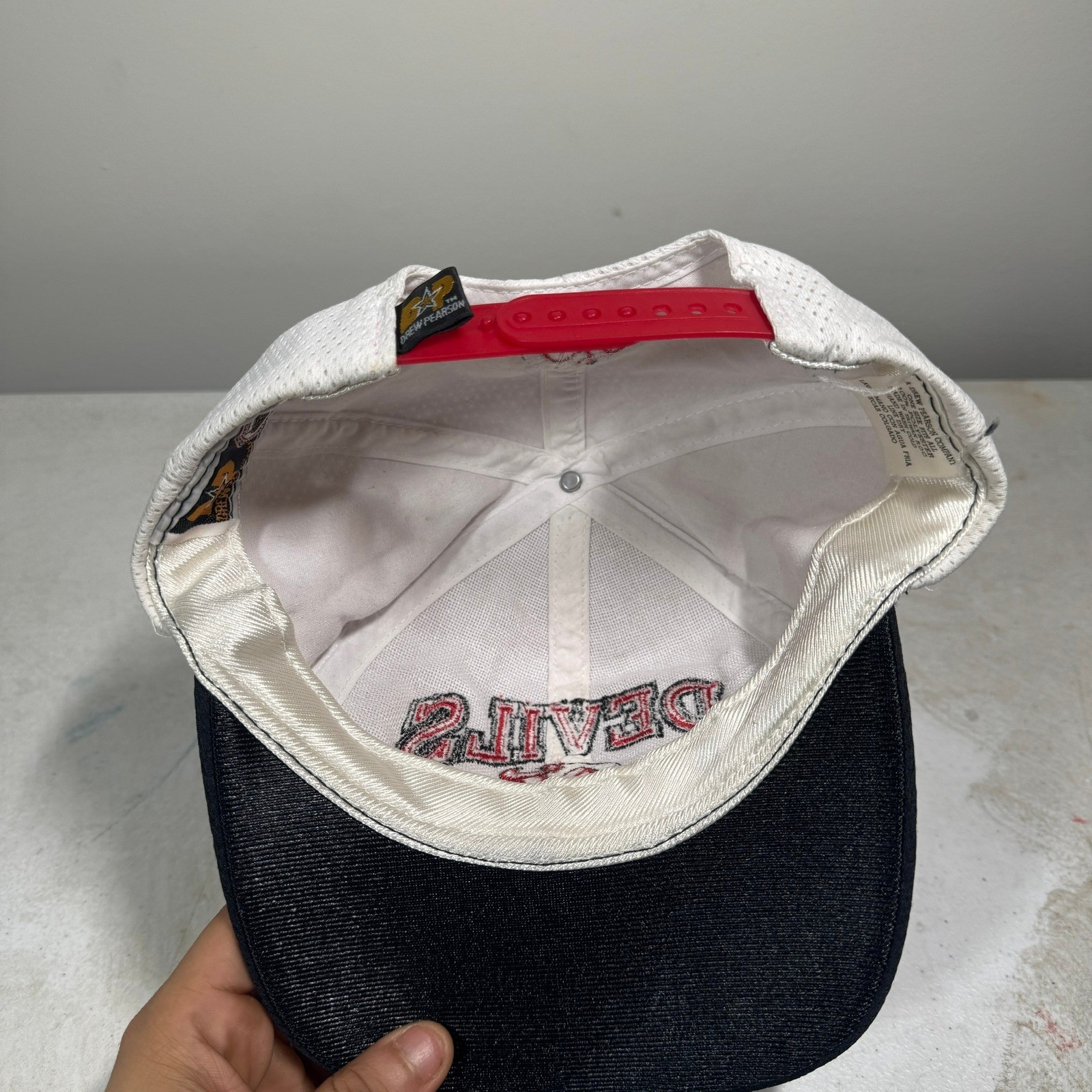 Vintage New Jersey Devils Mens Hat Cap White Red SnapBack Drew Pearson