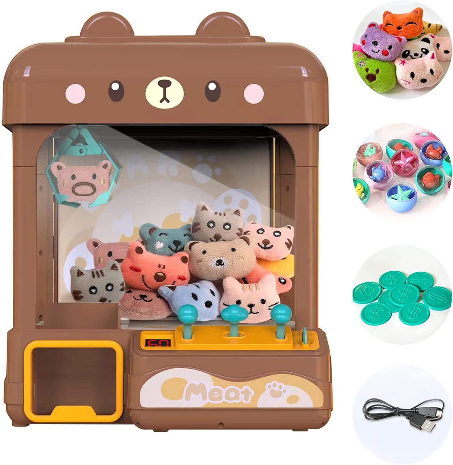 cxjoigxi Large Claw Machine for Kids Adults with Prizes, Large, Brown
