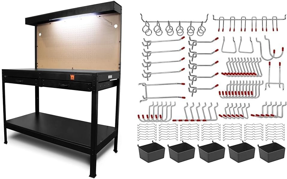 WB4723T 48-Inch Workbench W/ Power Outlets & Light Black