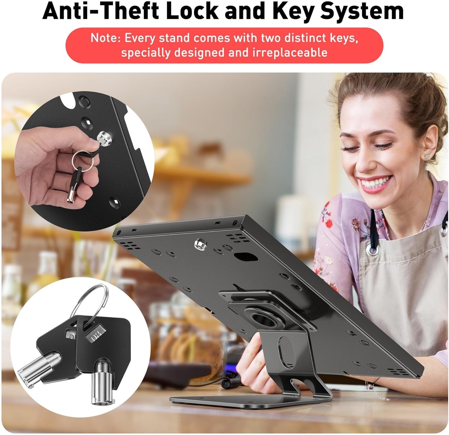 Anti-Theft Tablet Stand – iPad Locking & Security Stand, for iPad/ Air/ Pro