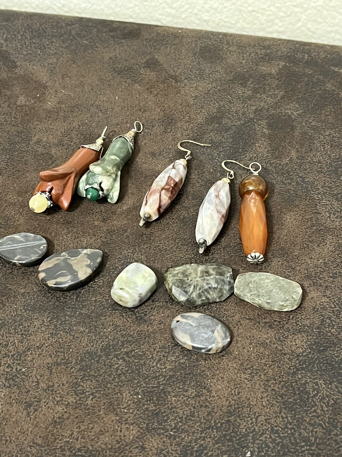 11 Pieces Natural Teardrop Earrings Long Dangle Drop Boho Sterling Silver Hooks