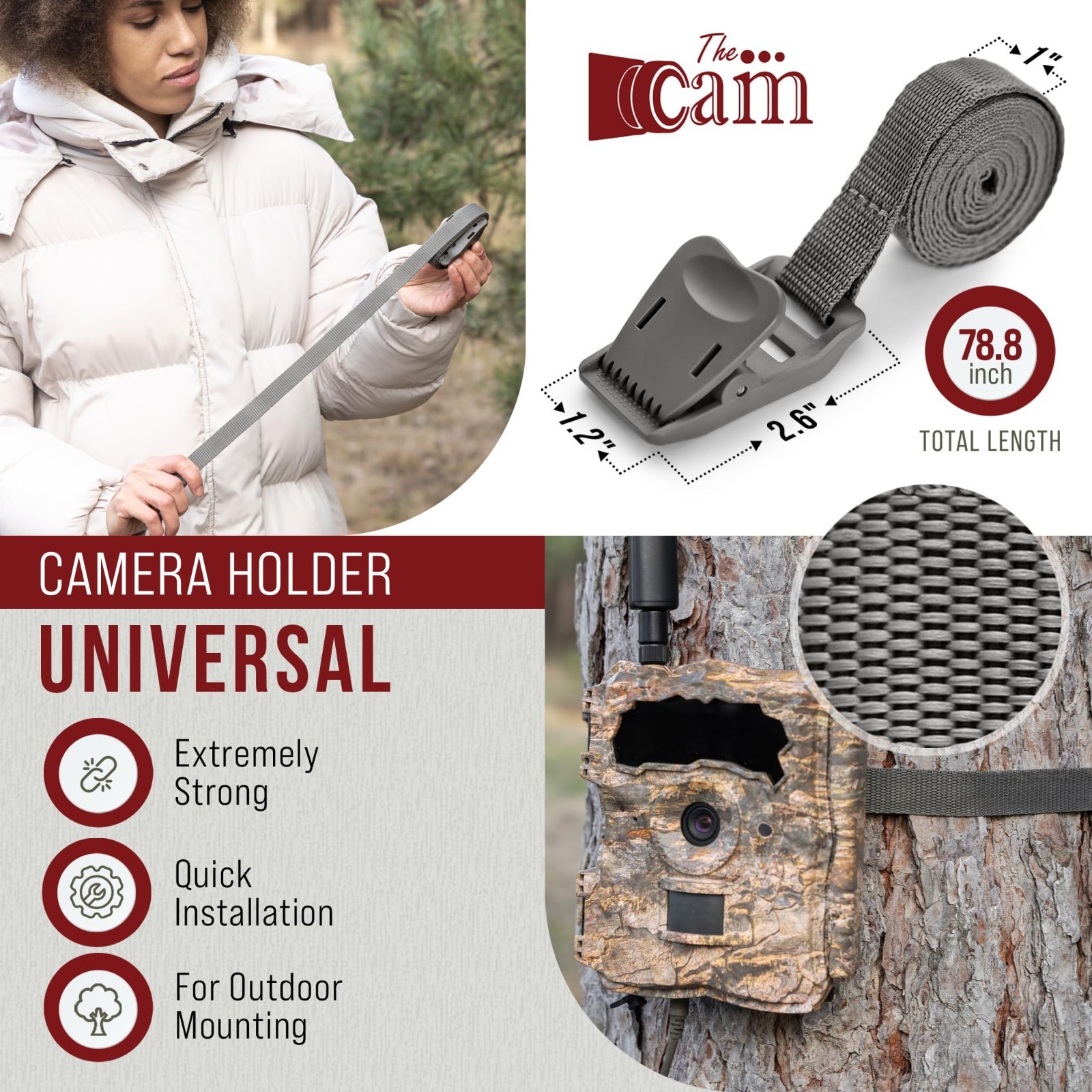 6 Pack Trail Camera Mount Kit - 3 Metal Mounts & 3 Straps, 360° Adjustable for H