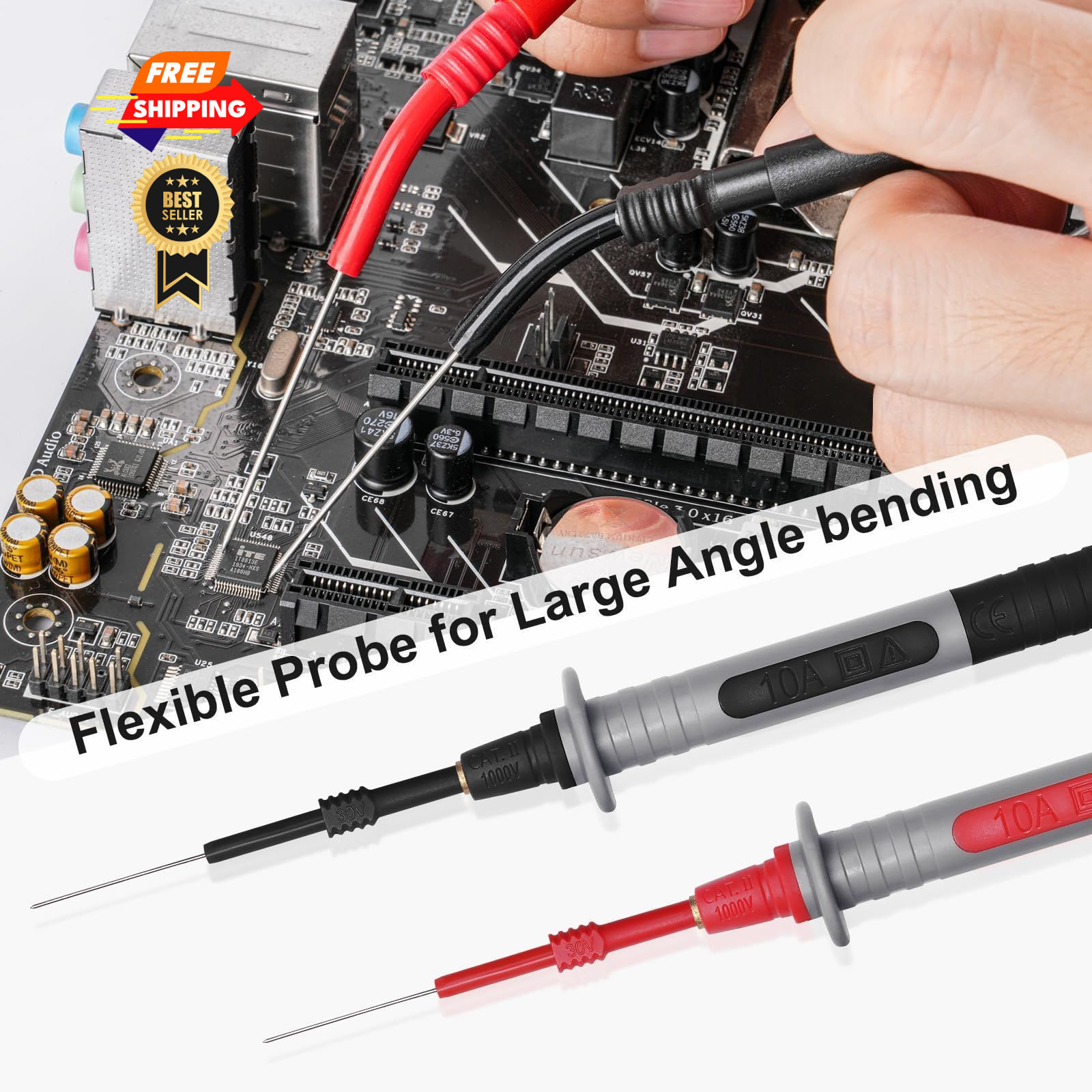 EDGELEC 28 Pcs Multimeter Test Leads Kit with Replaceable Gold-Plated red