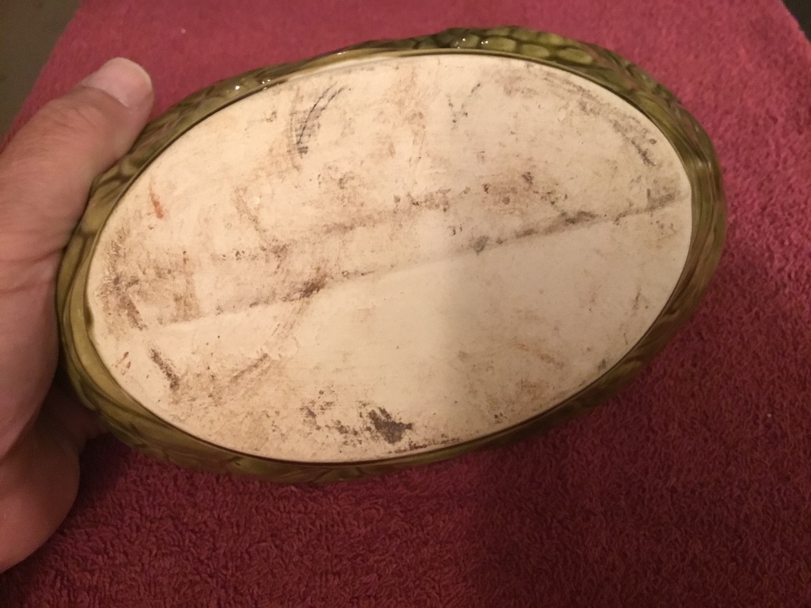 Olive Green Oval Shaped Planter