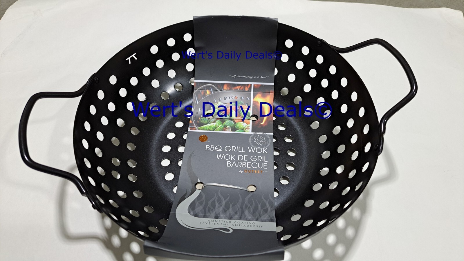 Grillware by Outset BBQ Fry Cook Grill Wok Round Nonstick 11" Basket w/ Handle