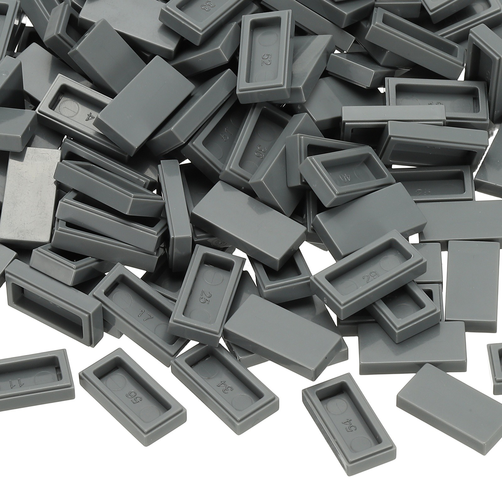 370Pcs, 1x2 Square Dark Gray Flat Blocks Bulk for Building Floor
