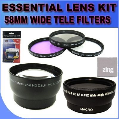 Essential Camera & Camcorder Starter kit, 58MM 0.45X High Definition Super...