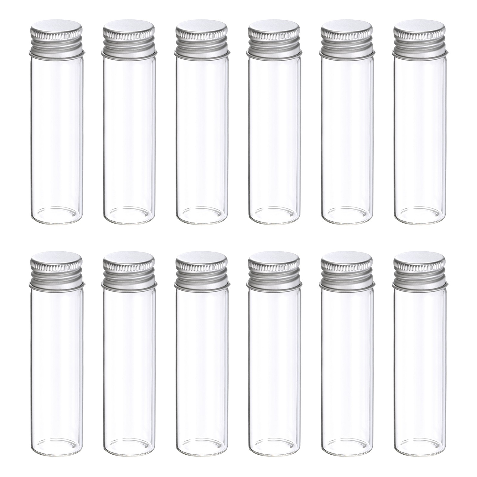 12Pcs 20ml Mini Glass Bottles with Aluminum Screw Caps for DIY Crafts
