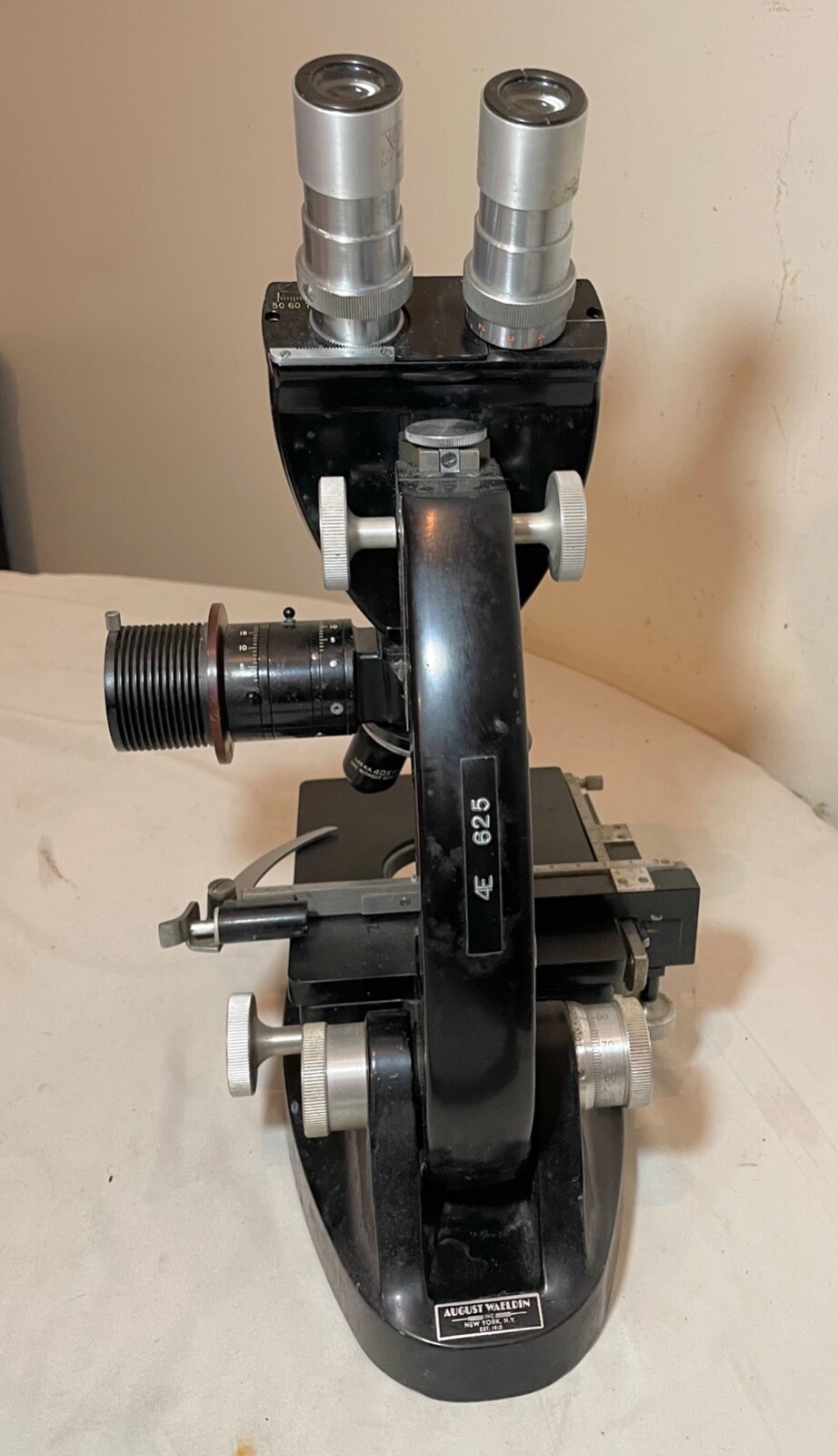 vintage original Bausch & lomb August Waeldon balplan binocular iron microscope