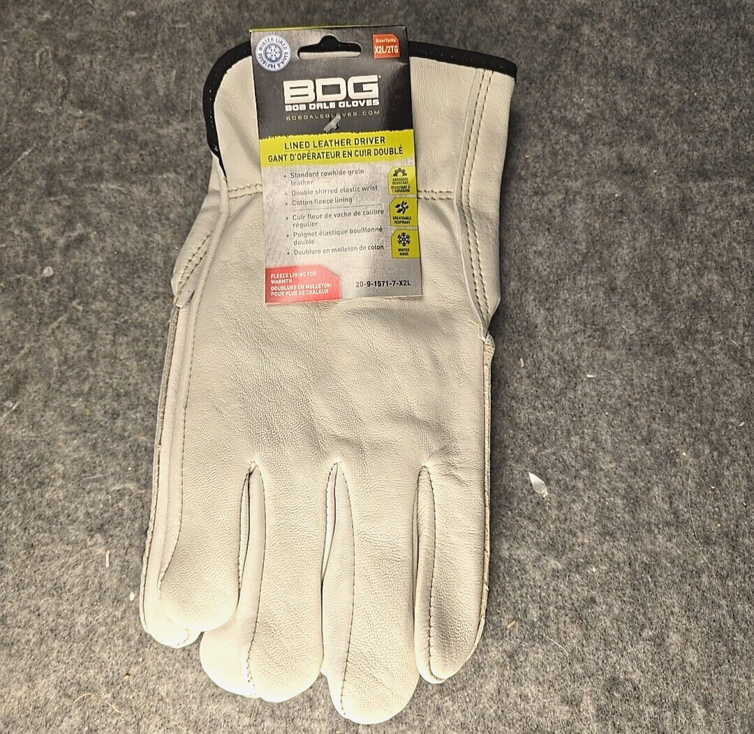 BDG Bob Dale Gloves X2L Cowhide Cotton Fleece Lined Driver