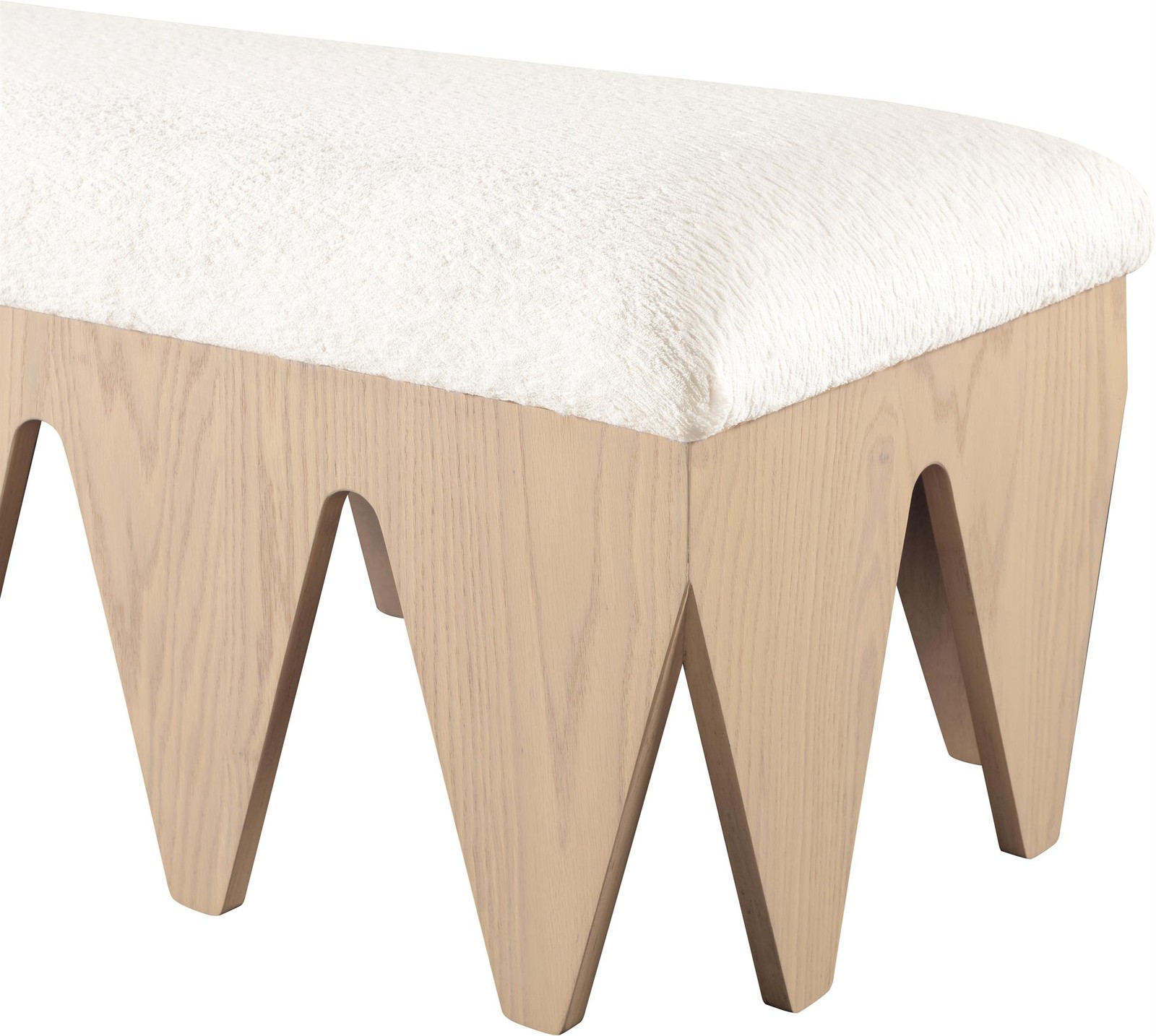 Meridian Furniture Altair Cream Velour Fur Fabric Bench