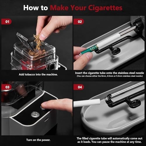 Automatic Electric Cigarette Rolling Machine & Tobacco Grinder, Portable for 8mm
