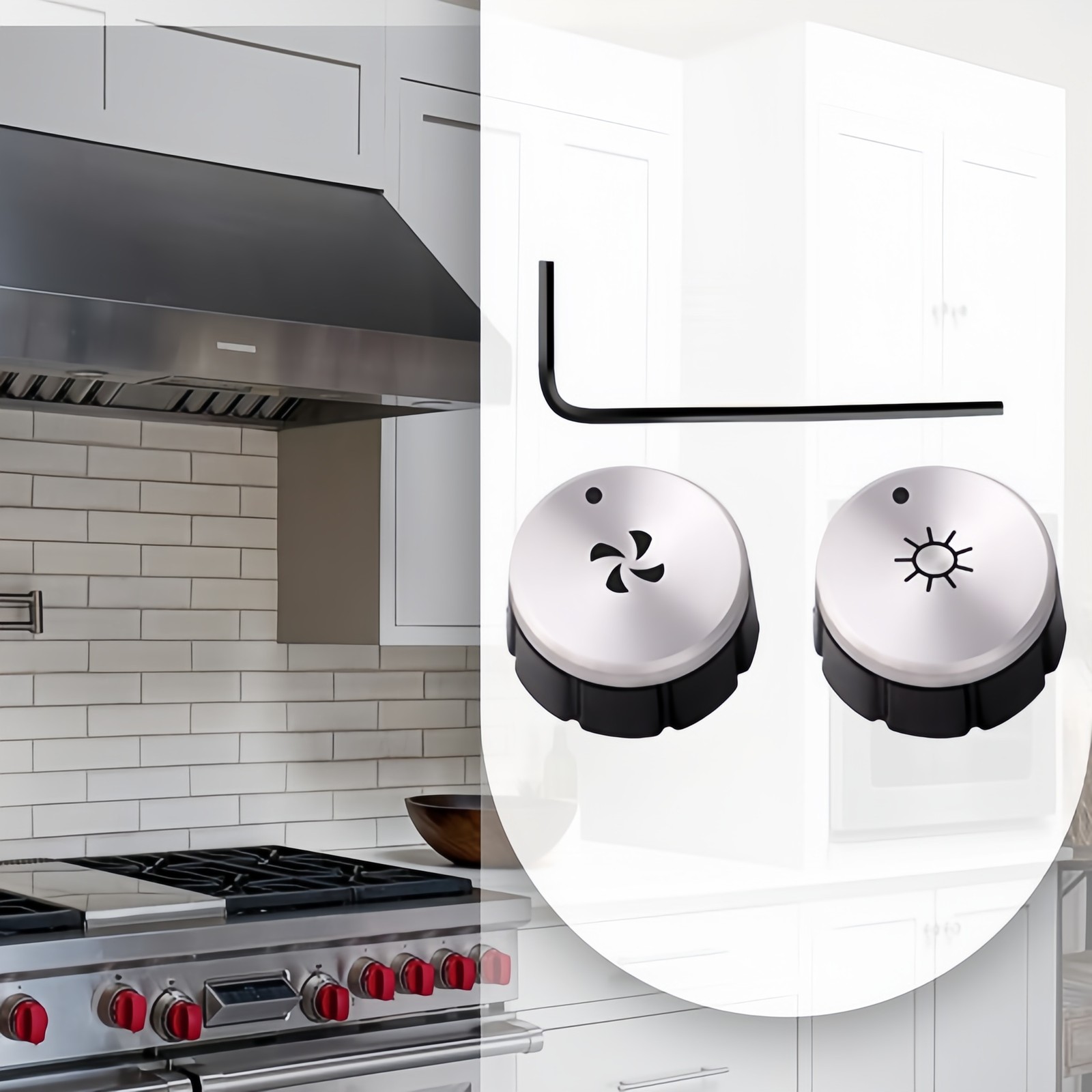 SV08355 Blower & Light Knobs For Range Hood E60 E64 V08355, 1932986, AP4980185