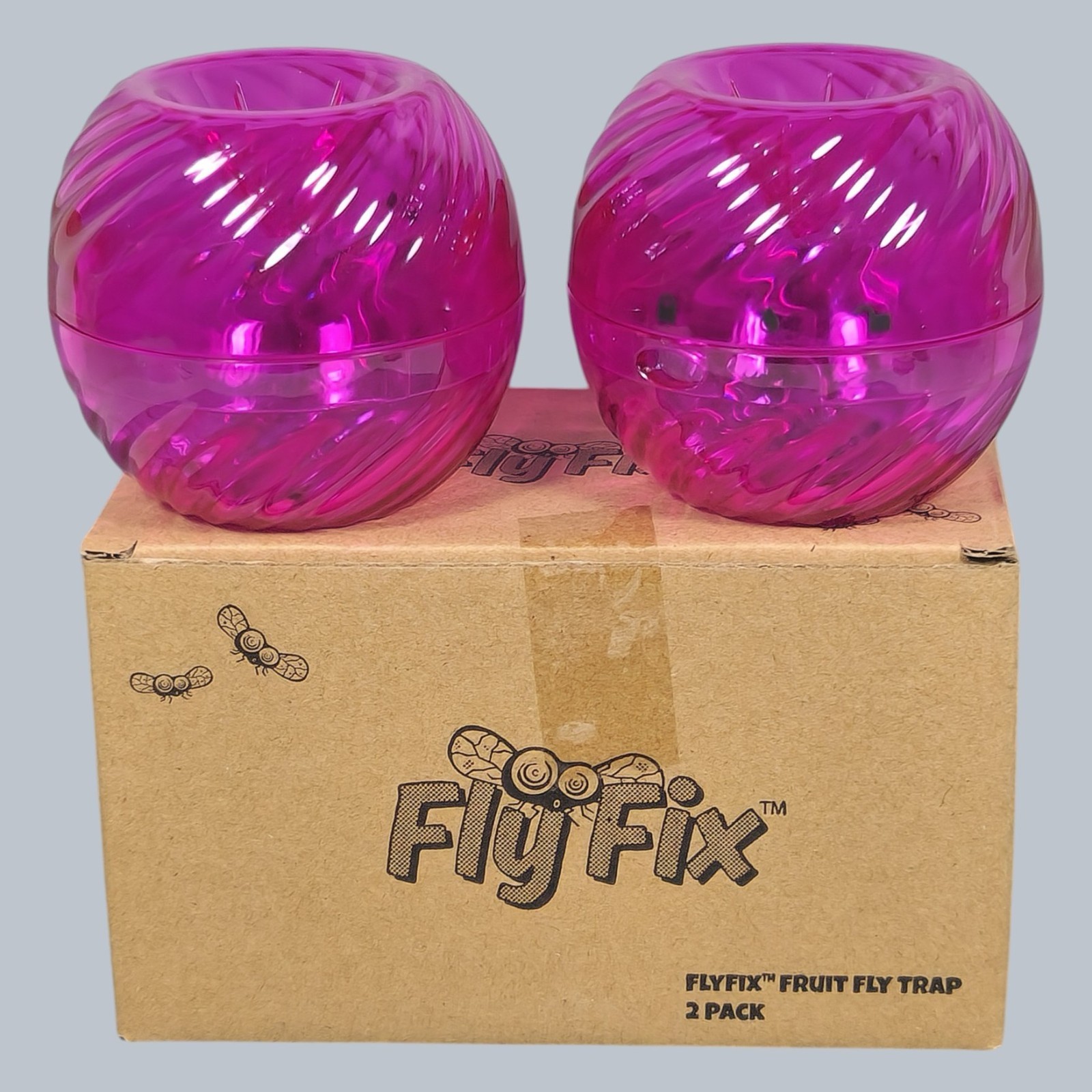 4 Pack FlyFix Fruit Fly Indoor Traps Pink & Green