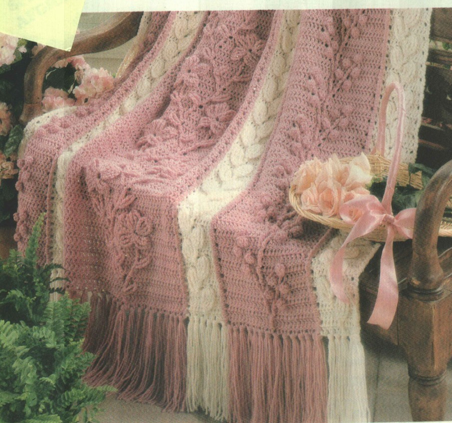 FLORAL CASCADE AFGHAN HOME DECOR CROCHET PATTERN INSTRUCTIONS