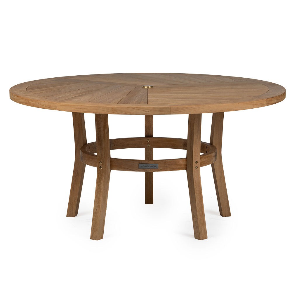 Ash & Ember Savannah Grade A Teak Round Dining Table, 59" Teak Wood Table