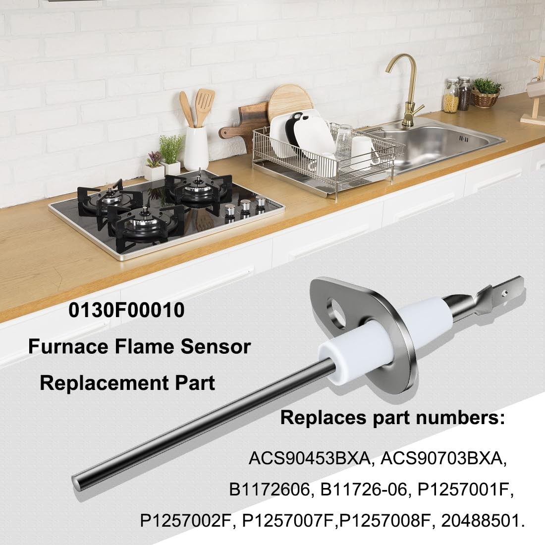 Upgraded 0130F00010 Replacement Fits Goodman Furnace Flame Sensor 2 Pack