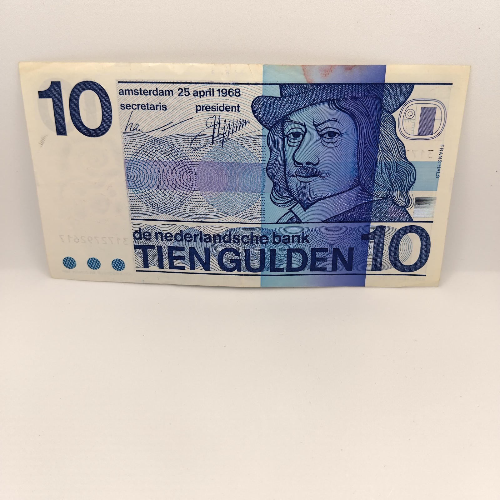 1968 Netherlands 10 Gulden Banknote Paper Money World Currency Amsterdam Bill VF